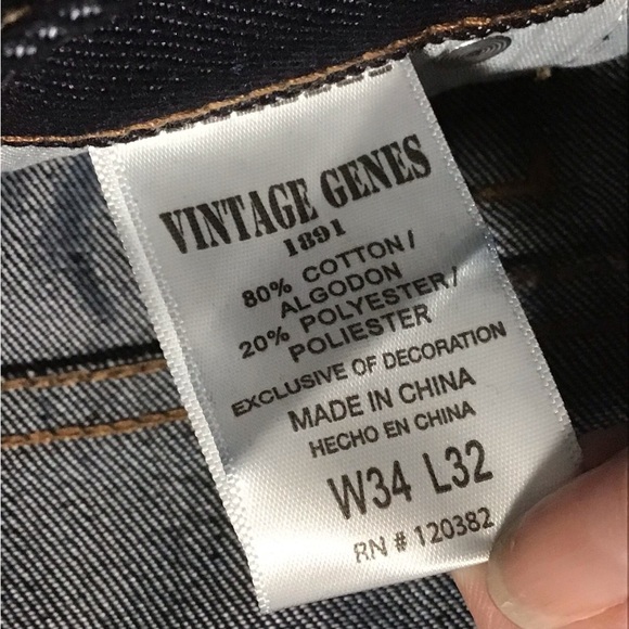 NWOT Vintage Genes 1891 Men's Size 34x32 Slim Straight Dark Wash Denim Jeans - Picture 2 of 6